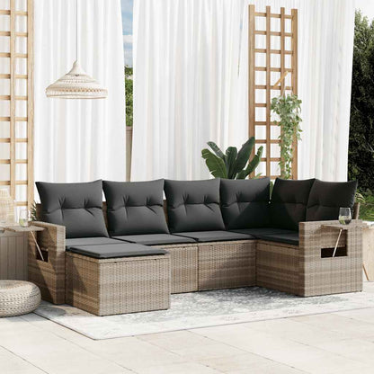 Set Divano da Giardino 6pz con Cuscini Grigio Chiaro Polyrattan | homemem39