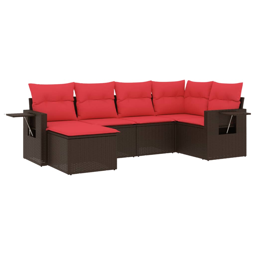 Set Divani da Giardino 6 pz con Cuscini Marrone in Polyrattan | homemem39