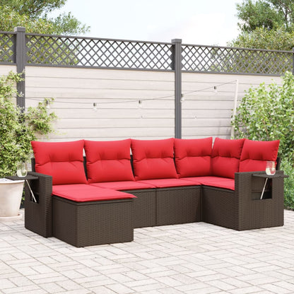 Set Divani da Giardino 6 pz con Cuscini Marrone in Polyrattan | homemem39