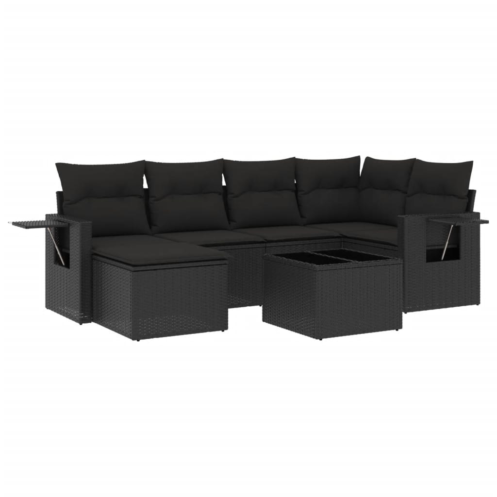 Set Divani da Giardino con Cuscini 7pz Nero Polyrattan - homemem39