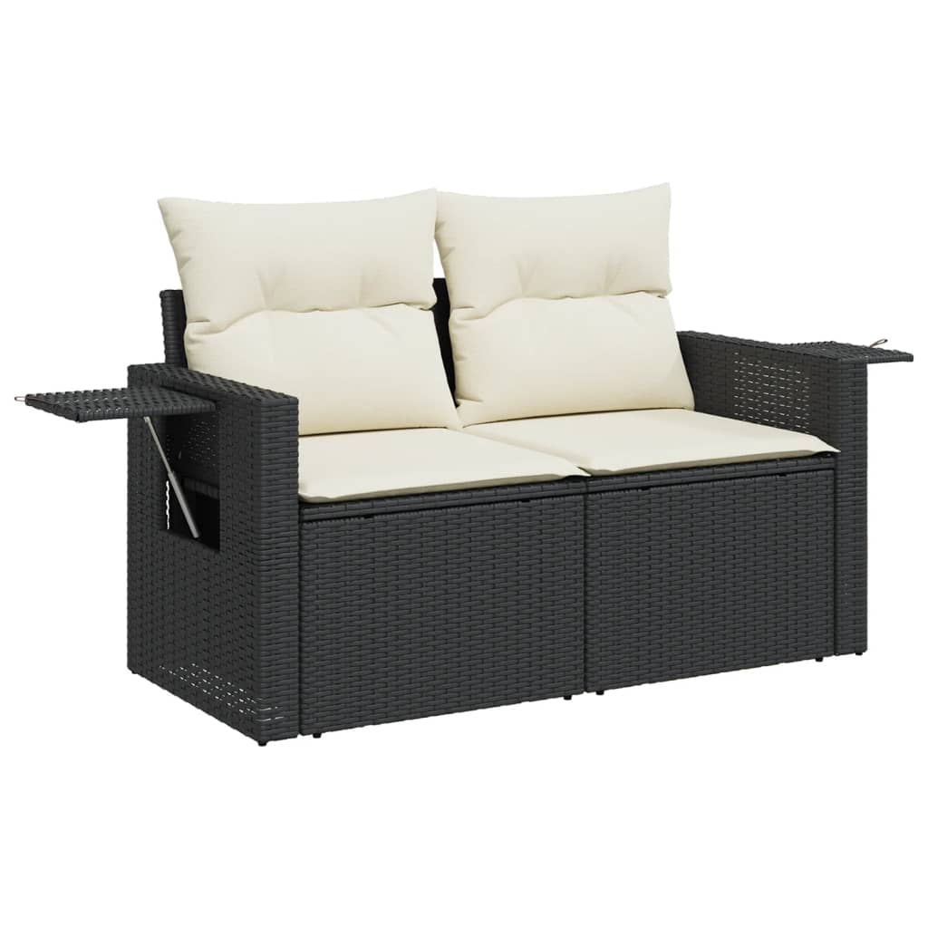 Set Divani da Giardino con Cuscini 7pz Nero Polyrattan | homemem39