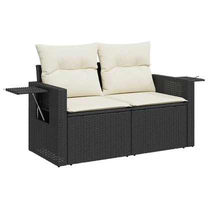 Set Divani da Giardino con Cuscini 7pz Nero Polyrattan | homemem39