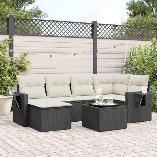 Set Divani da Giardino con Cuscini 7pz Nero Polyrattan - homemem39