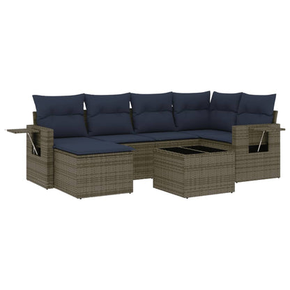 Set Divani da Giardino 7 pz con Cuscini Grigio in Polyrattan | homemem39
