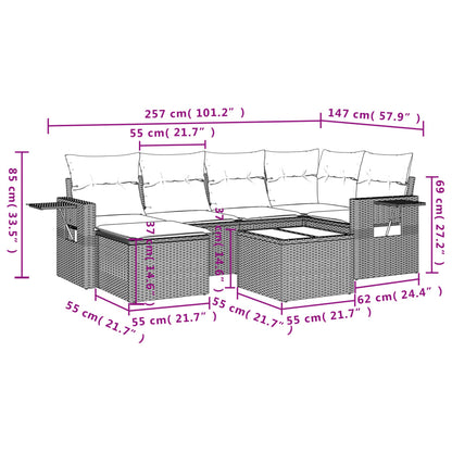 Set Divani da Giardino 7 pz con Cuscini Grigio in Polyrattan | homemem39