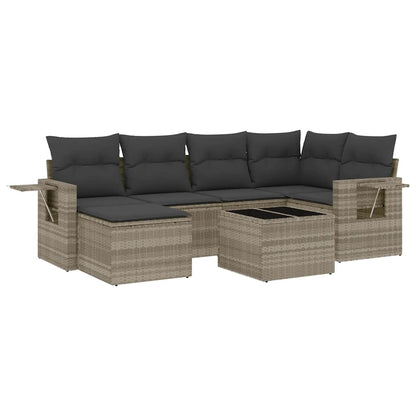 Set Divani da Giardino 7pz con Cuscini Grigio Chiaro Polyrattan | homemem39