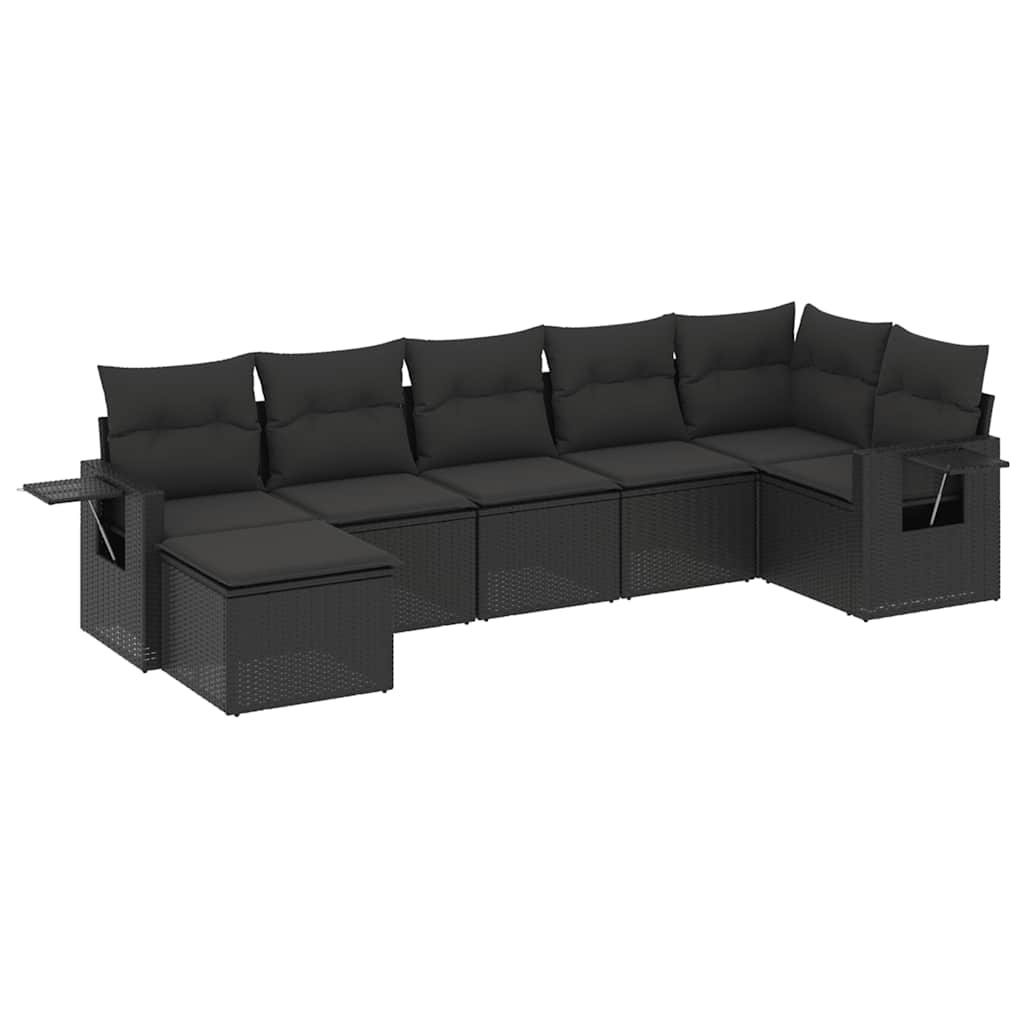 Set Divani da Giardino con Cuscini 7pz Nero Polyrattan | homemem39