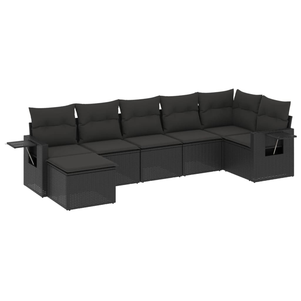 Set Divani da Giardino con Cuscini 7pz Nero Polyrattan - homemem39