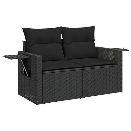 Set Divani da Giardino con Cuscini 7pz Nero Polyrattan | homemem39
