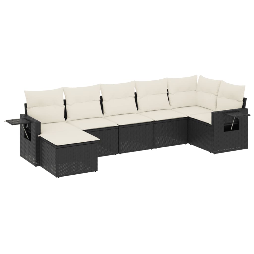 Set Divani da Giardino con Cuscini 7pz Nero Polyrattan | homemem39