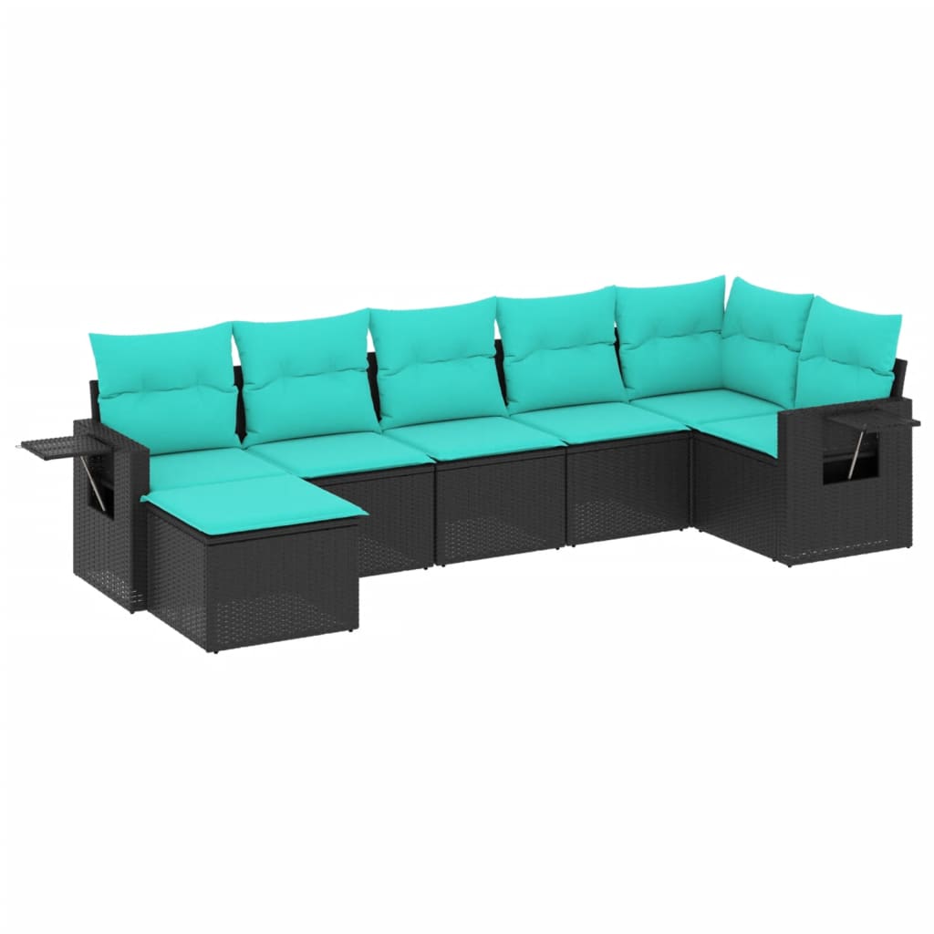 Set Divani da Giardino 7 pz con Cuscini Nero in Polyrattan | homemem39