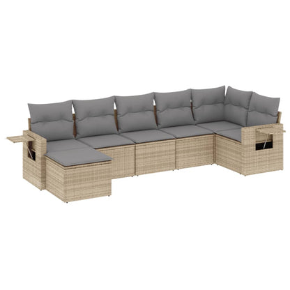 Set Divani da Giardino 7 pz con Cuscini Beige in Polyrattan | homemem39