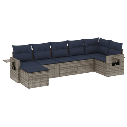 Set Divani da Giardino 7 pz con Cuscini Grigio in Polyrattan | homemem39