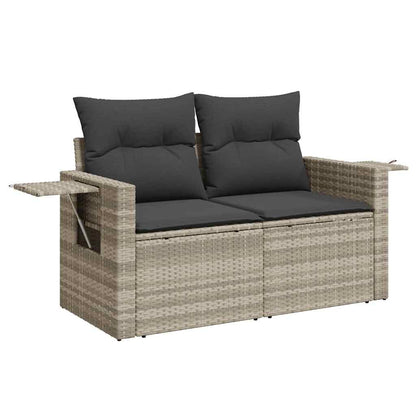 Set Divani da Giardino 7pz con Cuscini Grigio Chiaro Polyrattan | homemem39