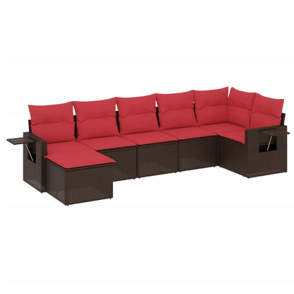 Set Divani da Giardino 7 pz con Cuscini Marrone in Polyrattan | homemem39
