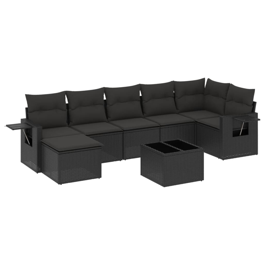 Set Divani da Giardino con Cuscini 8 pz Nero in Polyrattan - homemem39