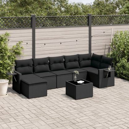 Set Divani da Giardino con Cuscini 8 pz Nero in Polyrattan - homemem39