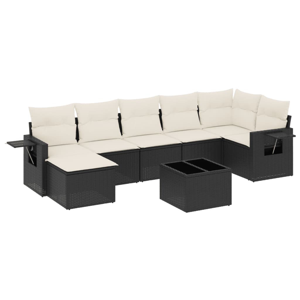 Set Divani da Giardino con Cuscini 8 pz Nero in Polyrattan