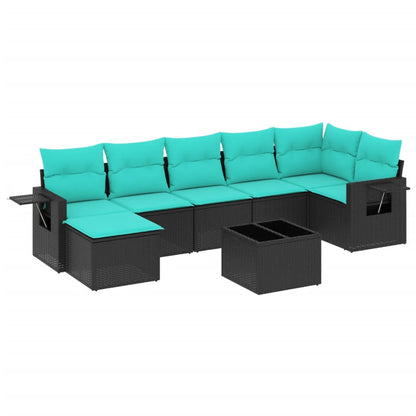 Set Divani da Giardino 8 pz con Cuscini Nero in Polyrattan | homemem39