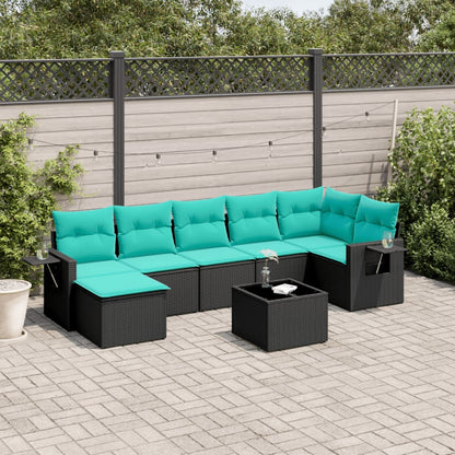 Set Divani da Giardino 8 pz con Cuscini Nero in Polyrattan | homemem39