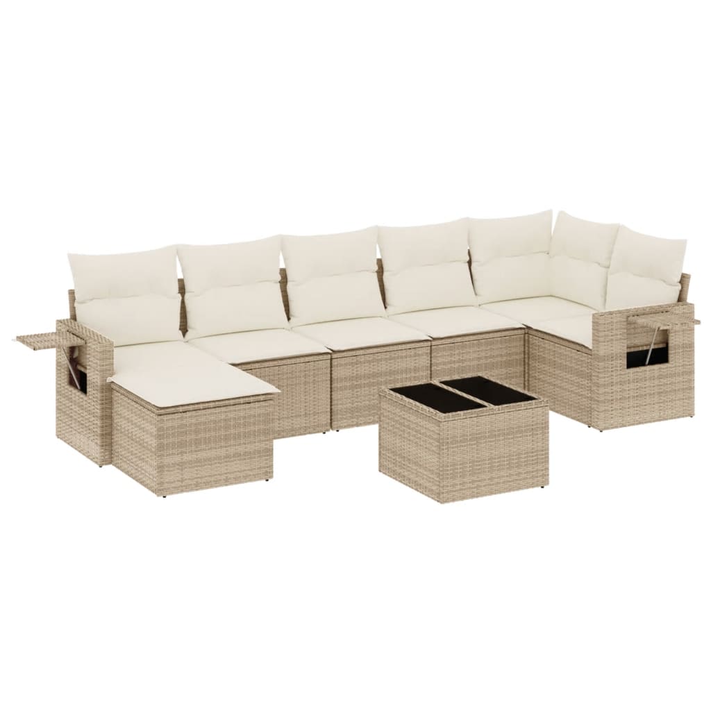 Set Divano da Giardino 8 pz con Cuscini Beige in Polyrattan - homemem39
