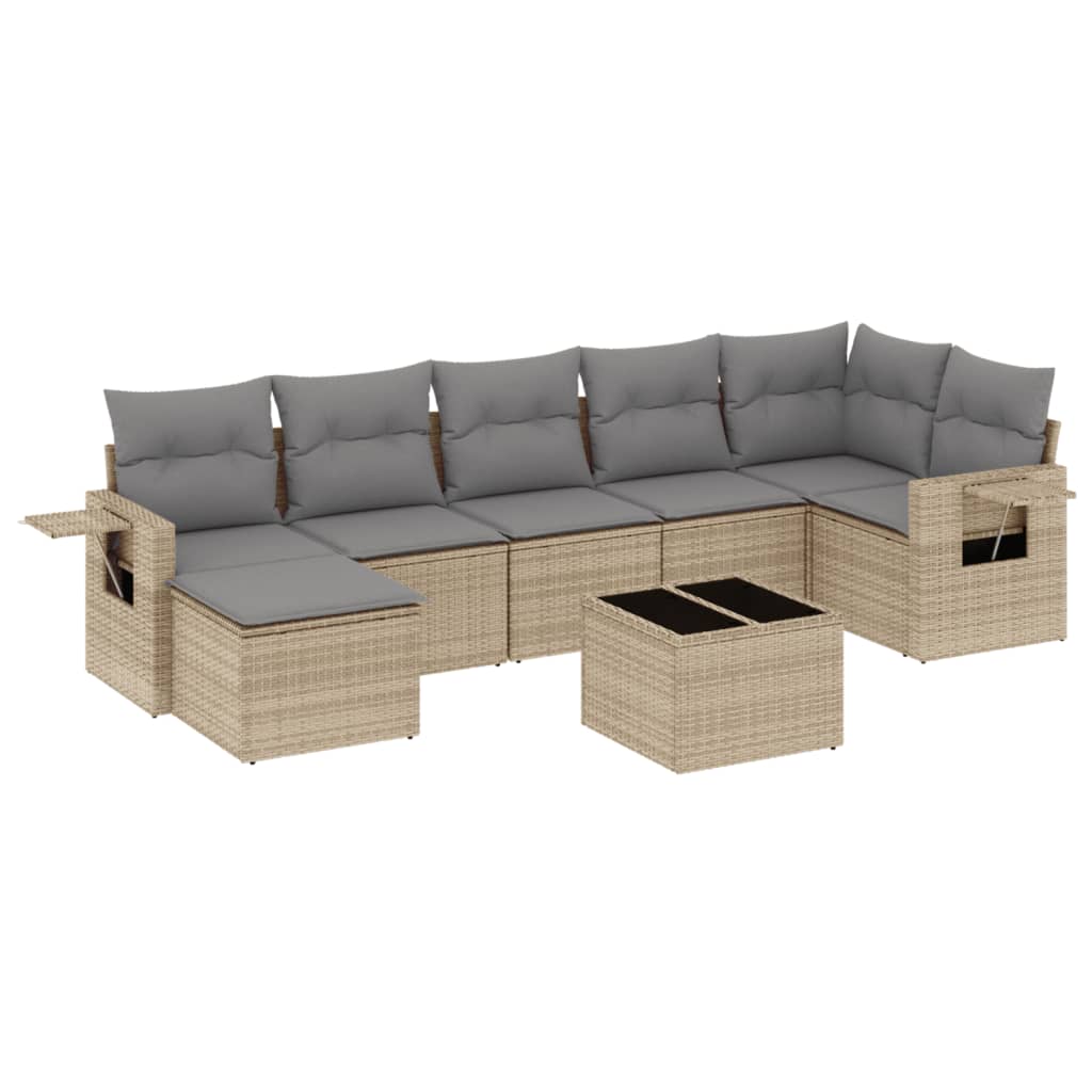 Set Divano da Giardino 8 pz con Cuscini Beige in Polyrattan | homemem39
