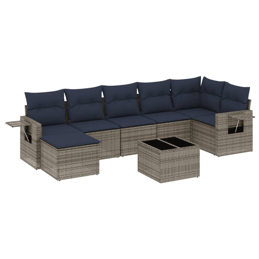 Set Divani da Giardino 8 pz con Cuscini Grigio in Polyrattan | homemem39