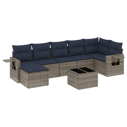 Set Divani da Giardino 8 pz con Cuscini Grigio in Polyrattan | homemem39