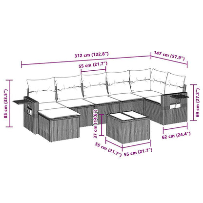 Set Divano da Giardino 8pz con Cuscini Grigio Chiaro Polyrattan | homemem39