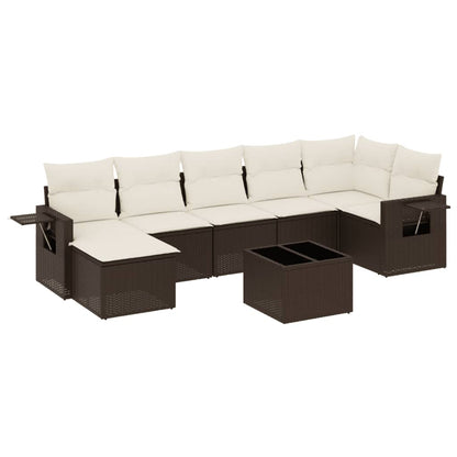 Set Divani da Giardino 8 pz con Cuscini Marrone in Polyrattan - homemem39