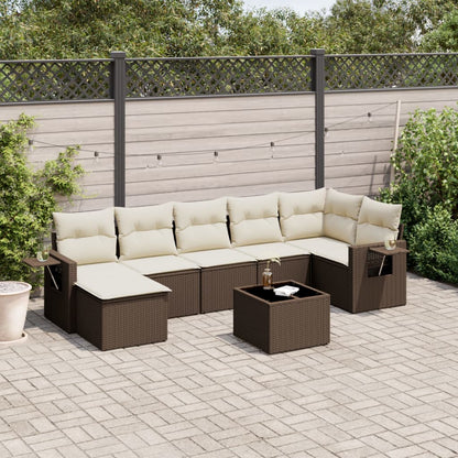 Set Divani da Giardino 8 pz con Cuscini Marrone in Polyrattan | homemem39