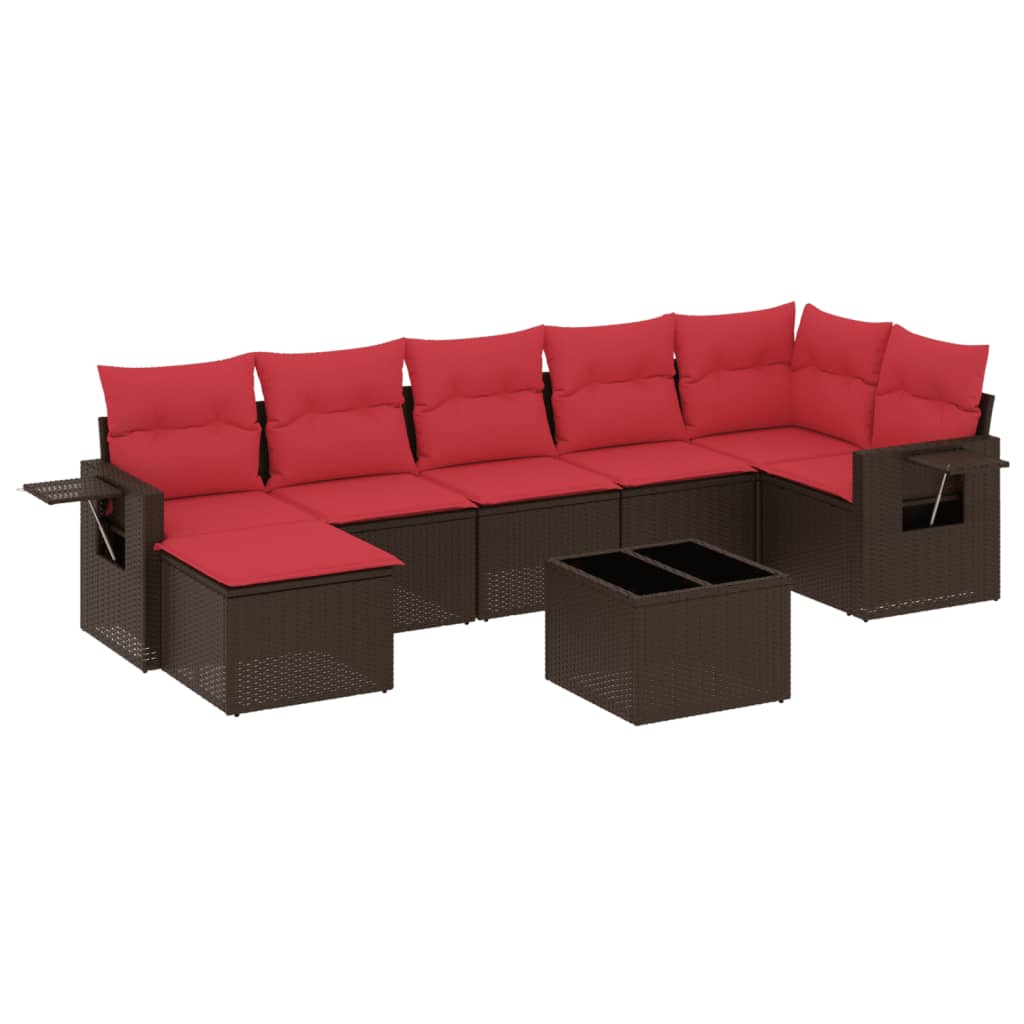 Set Divani da Giardino 8 pz con Cuscini Marrone in Polyrattan | homemem39