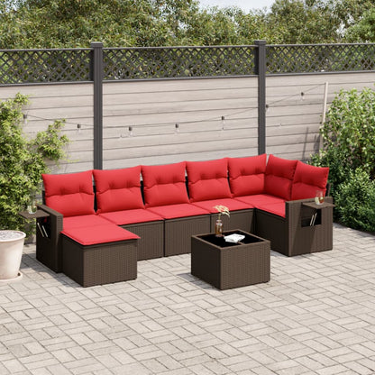 Set Divani da Giardino 8 pz con Cuscini Marrone in Polyrattan | homemem39