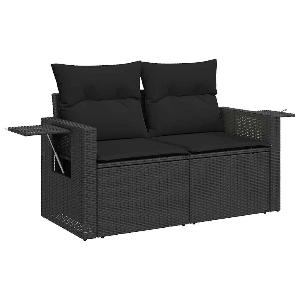 Set Divani da Giardino con Cuscini 7pz Nero Polyrattan | homemem39