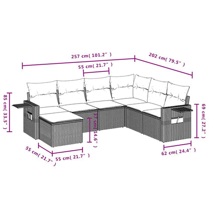 Set Divani da Giardino con Cuscini 7pz Nero Polyrattan | homemem39