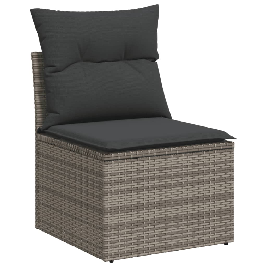 Set Divani da Giardino 7 pz con Cuscini Grigio in Polyrattan | homemem39