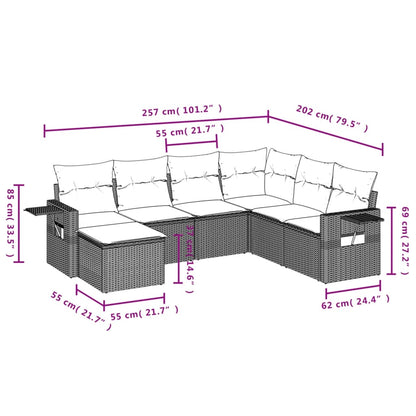 Set Divani da Giardino 7 pz con Cuscini Grigio in Polyrattan | homemem39