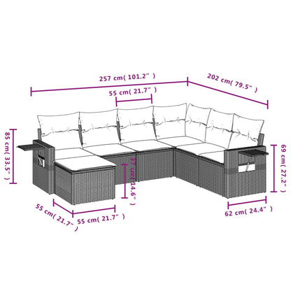 Set Divani da Giardino 7 pz con Cuscini Grigio in Polyrattan | homemem39