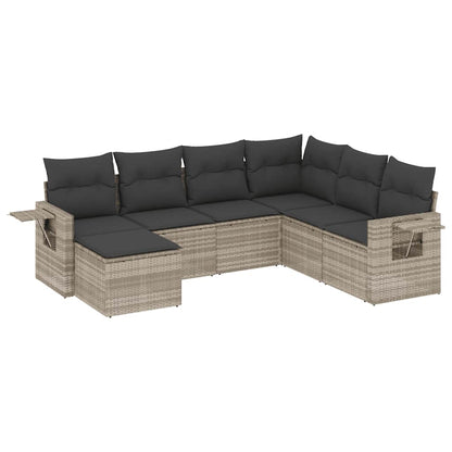 Set Divani da Giardino 7pz con Cuscini Grigio Chiaro Polyrattan | homemem39