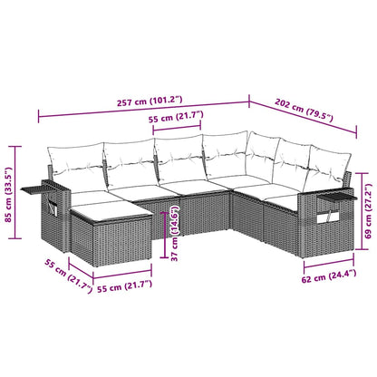 Set Divani da Giardino 7pz con Cuscini Grigio Chiaro Polyrattan | homemem39