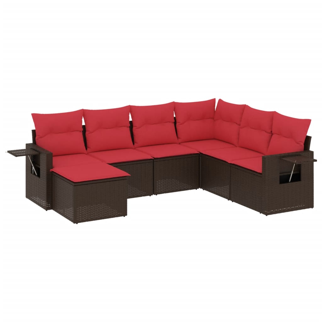 Set Divani da Giardino 7 pz con Cuscini Marrone in Polyrattan | homemem39