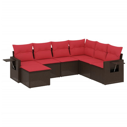 Set Divani da Giardino 7 pz con Cuscini Marrone in Polyrattan | homemem39