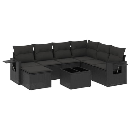 Set Divani da Giardino con Cuscini 8 pz Nero in Polyrattan | homemem39