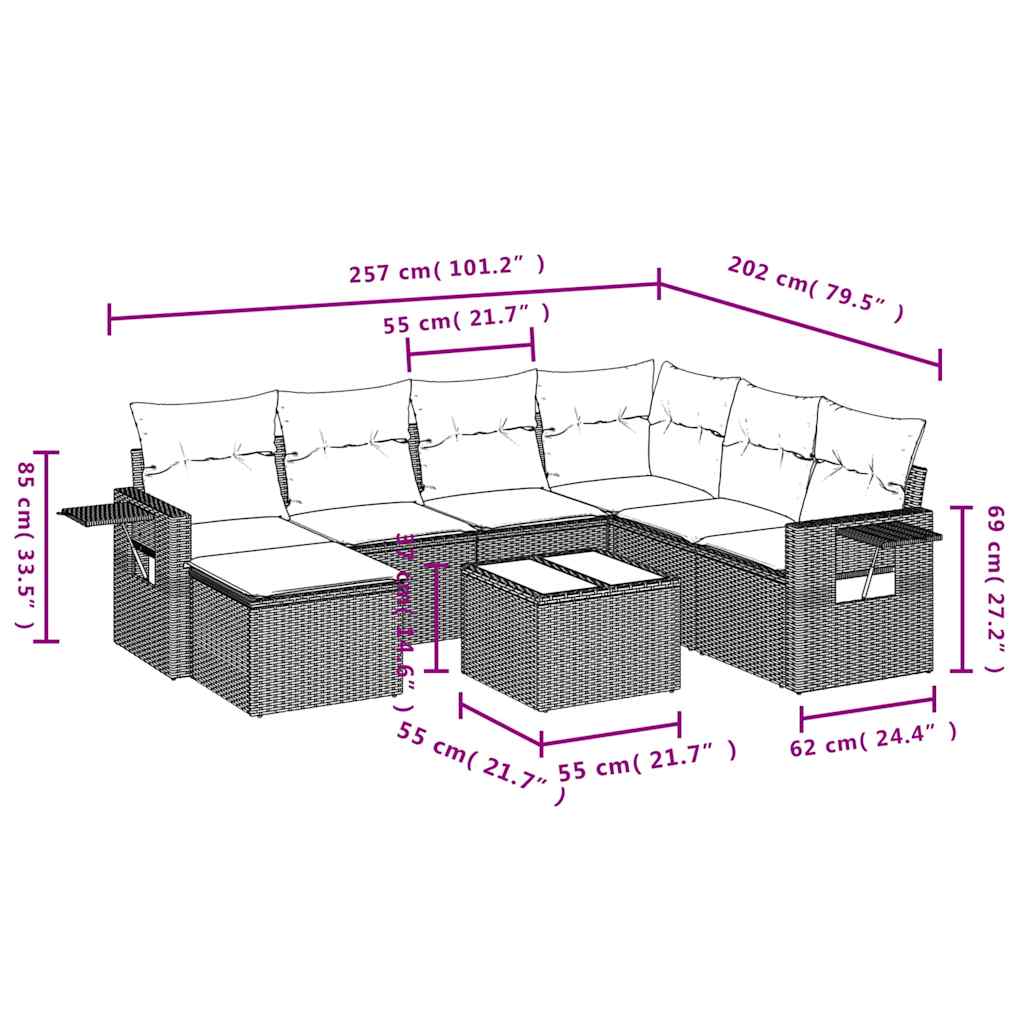 Set Divani da Giardino con Cuscini 8 pz Nero in Polyrattan | homemem39