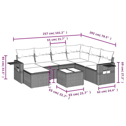 Set Divani da Giardino con Cuscini 8 pz Nero in Polyrattan | homemem39