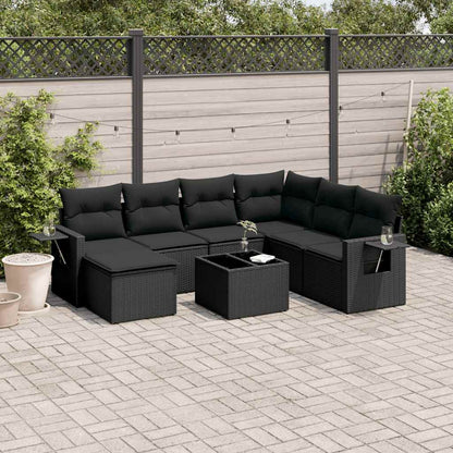 Set Divani da Giardino con Cuscini 8 pz Nero in Polyrattan | homemem39