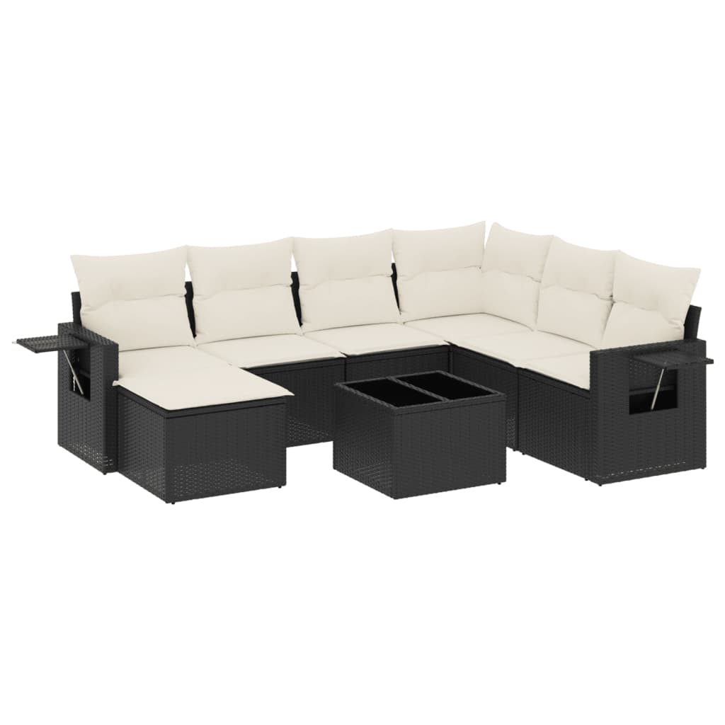 Set Divani da Giardino con Cuscini 8 pz Nero in Polyrattan | homemem39