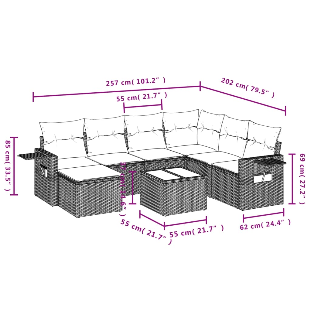 Set Divani da Giardino con Cuscini 8 pz Nero in Polyrattan | homemem39