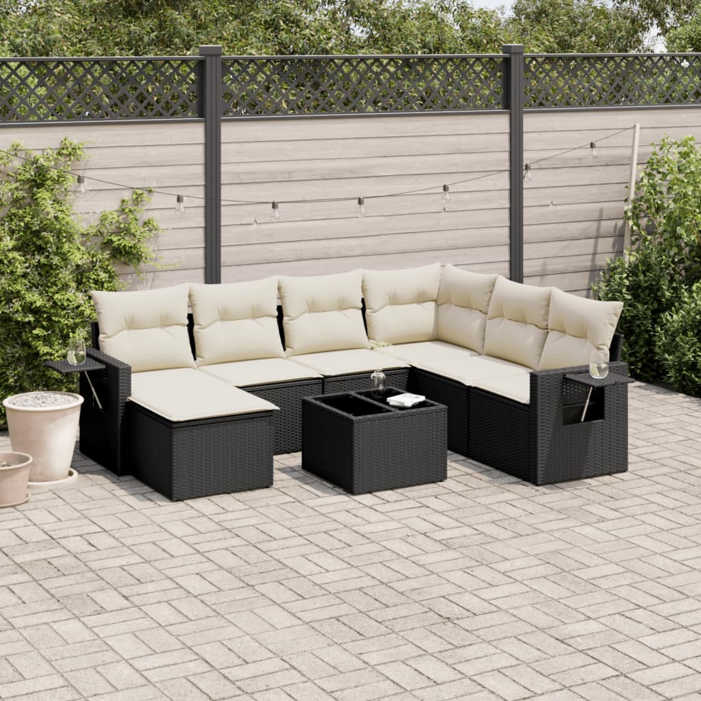 Set Divani da Giardino con Cuscini 8 pz Nero in Polyrattan | homemem39