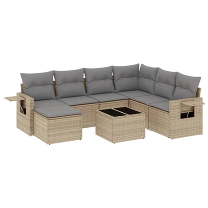Set Divano da Giardino 8 pz con Cuscini Beige in Polyrattan - homemem39